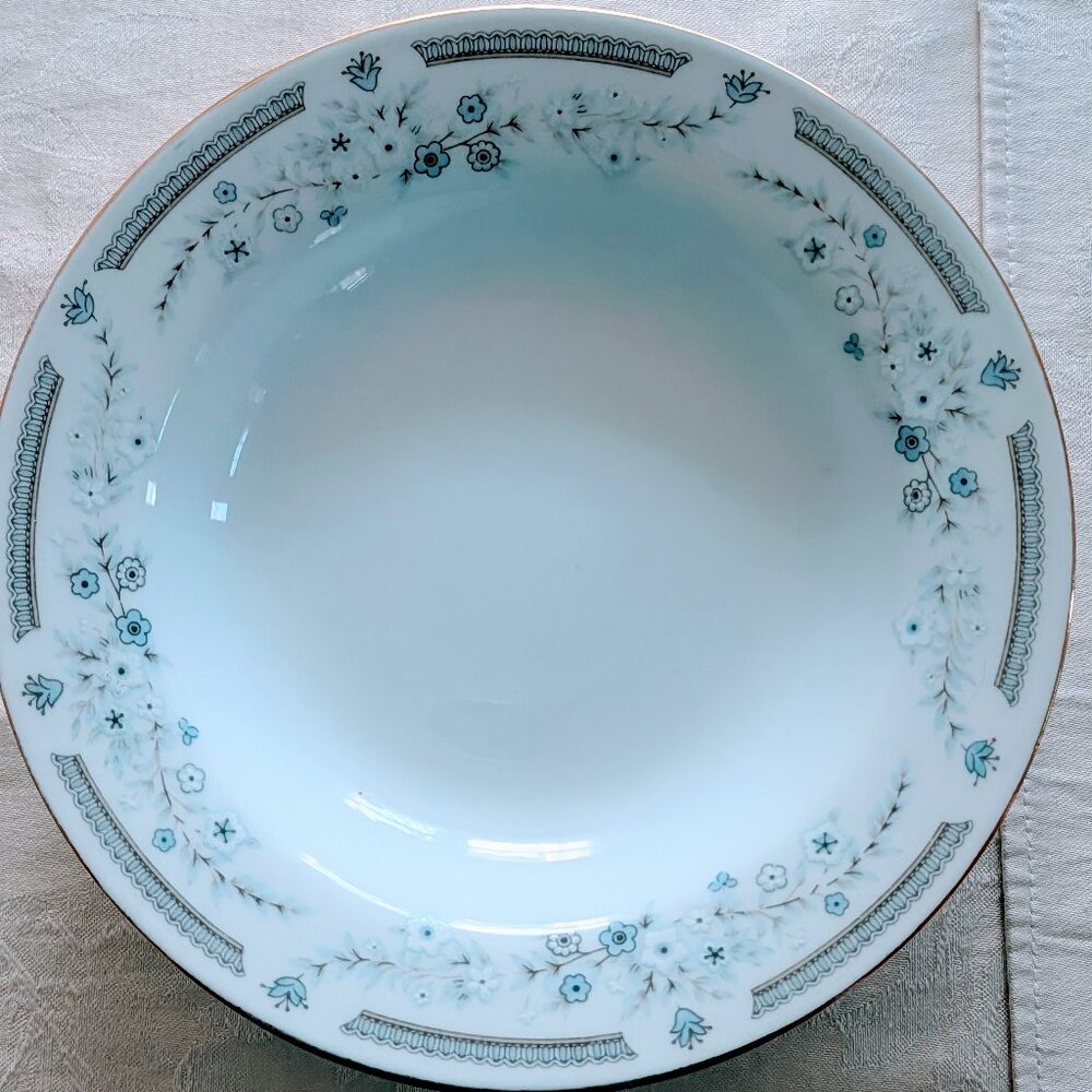 VTG Set of 5 Robin CX877 Soup Salad Bowls 8" Fine China Blue Floral Gold Trim